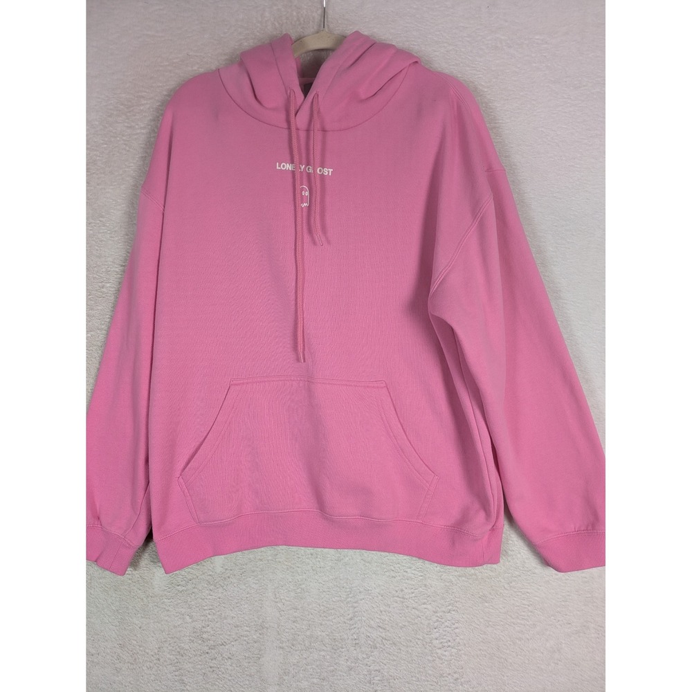 Lonely Ghost Hoodie Women's XL Pink Text Me When You Get Home Graphic Pullover